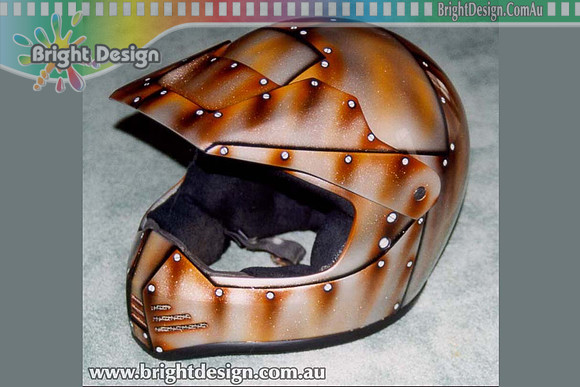 LH200 Rust Effect Automotive Helment Custom Airbrushing by Bright Design Airbrush Studio