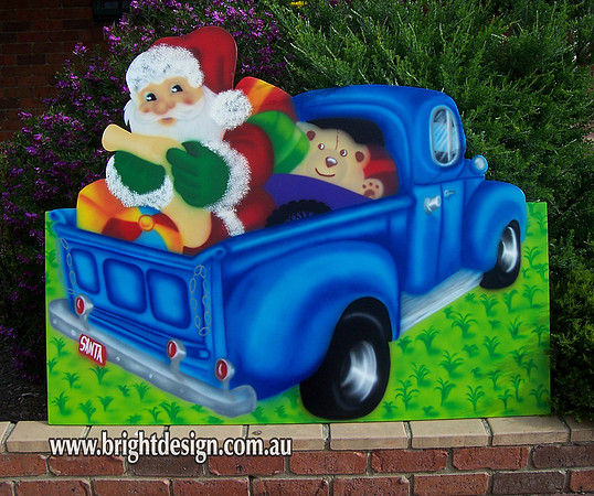 2- S-37 Blue 1 Santa Australian Ute Home Garden Christmas Decoration & Christmas Display
