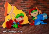 4- E-28 n E-03 Elves Writing Christmas List Elf Custom Airbrushed Outdoor Christmas Displays