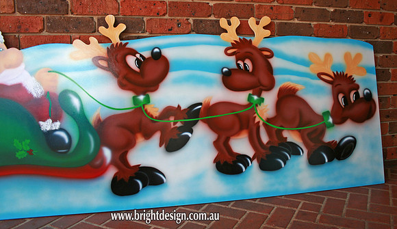 1- SS-19 s www Santa Sleigh and Trio Reindeers Outdoor Christmas Decoration for Commercial or home Christmas Display