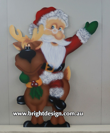 2- S-13 Santa on Reindeer in Home Garden Outside Christmas Display Handmade by Bright Design (2)