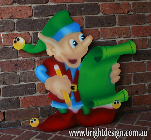 4- E-09 Checking List Elf Outdoor Christmas Display Custom Airbrushed by Bright Design Airbrushing