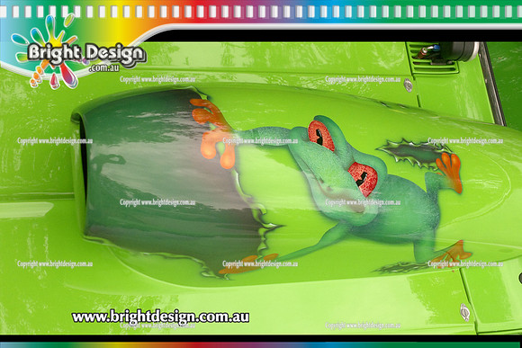 LA200 PROPIPES Frog Stomp Green HR Panel van Custom Airbrushing by Bright Design (3) www