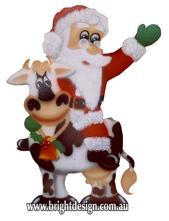 2- S-12 z Santa on Cow Outside Christmas Decoration Personalised by Bright Design