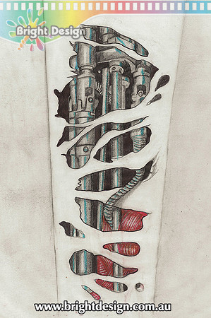 p tat Personalised tatto design hand draw as Terminator arm by Bright Design
