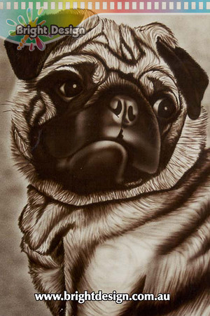 CA950 Cosmo Pug Dog Pet Illustration Custom Airbrushed by Bright Design Airbrush Studio