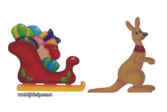 1- SS-21 + SS-16 Z New Custom Christmas Present Sleigh & Aussie Kangaroo Outdoor Christmas Display