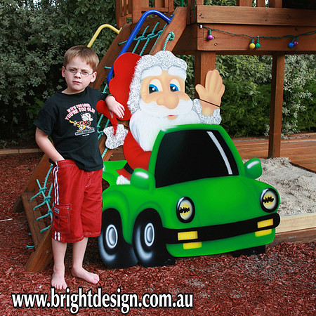 2- S-06 CG Porsche Santa Outdoor Christmas Cut Out Custom Airbrushed by Bright Design