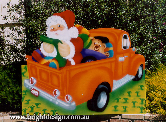 2- S-37 Santa in Orange Australian Ute Outdoor Christmas Cut Out for Home Christmas Decorating