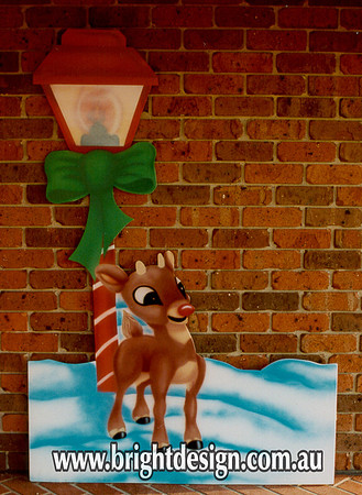 3- R-03 Christmas Lamp & Reindeer Outdoor Christmas Display Custom Airbrushed by Bright Design