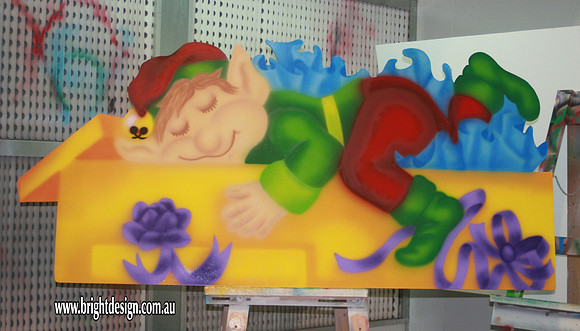 4- E-02 Lazy Present Elf Outdoor Christmas Decoration Handmade by Bright Design Custom Studio